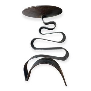 Vintage 80s Wrought Iron Squiggle Candle Holder